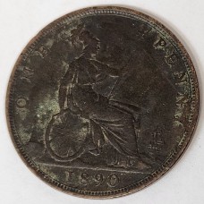 GREAT BRITAIN UK 1890 . ONE 1 PENNY . VARIETY . NARROW DATE